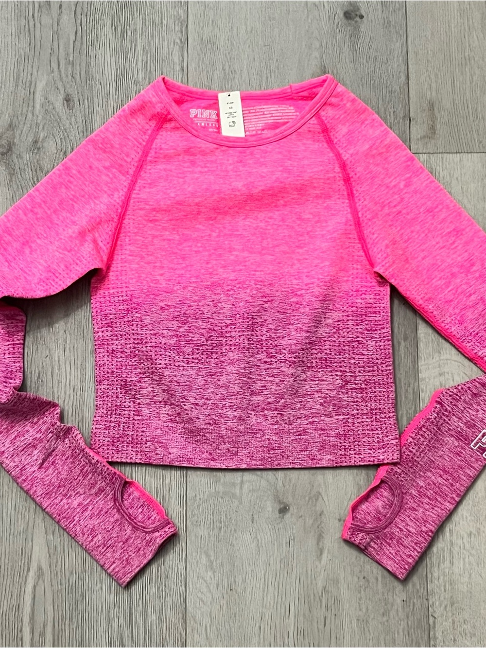Victoria's Secret PINK Ombre Hot Pink Long Sleeve Crop Top